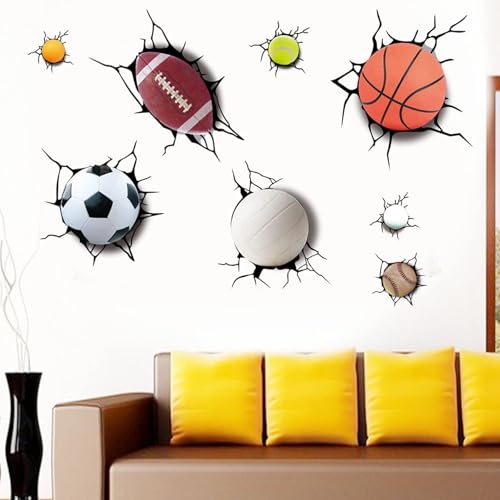 Vinilo Decorativo 3D Balones Deportivos para Pared 60x40 cm miniatura 5