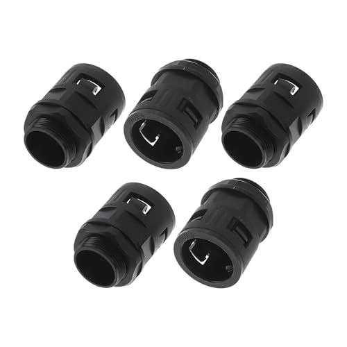 A ABSOPRO 28mm / PG21 Cable Glands 28.5mm / 1.12" Bellows Waterproof Joint Straight-Through PA6 Nylon Black 5 Pcs