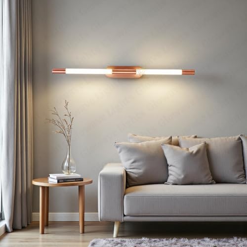 Image of Glowave Modern Rose Gold 600mm Metal LED Long Tube Wall Light - Warm White (600mm /RGD)