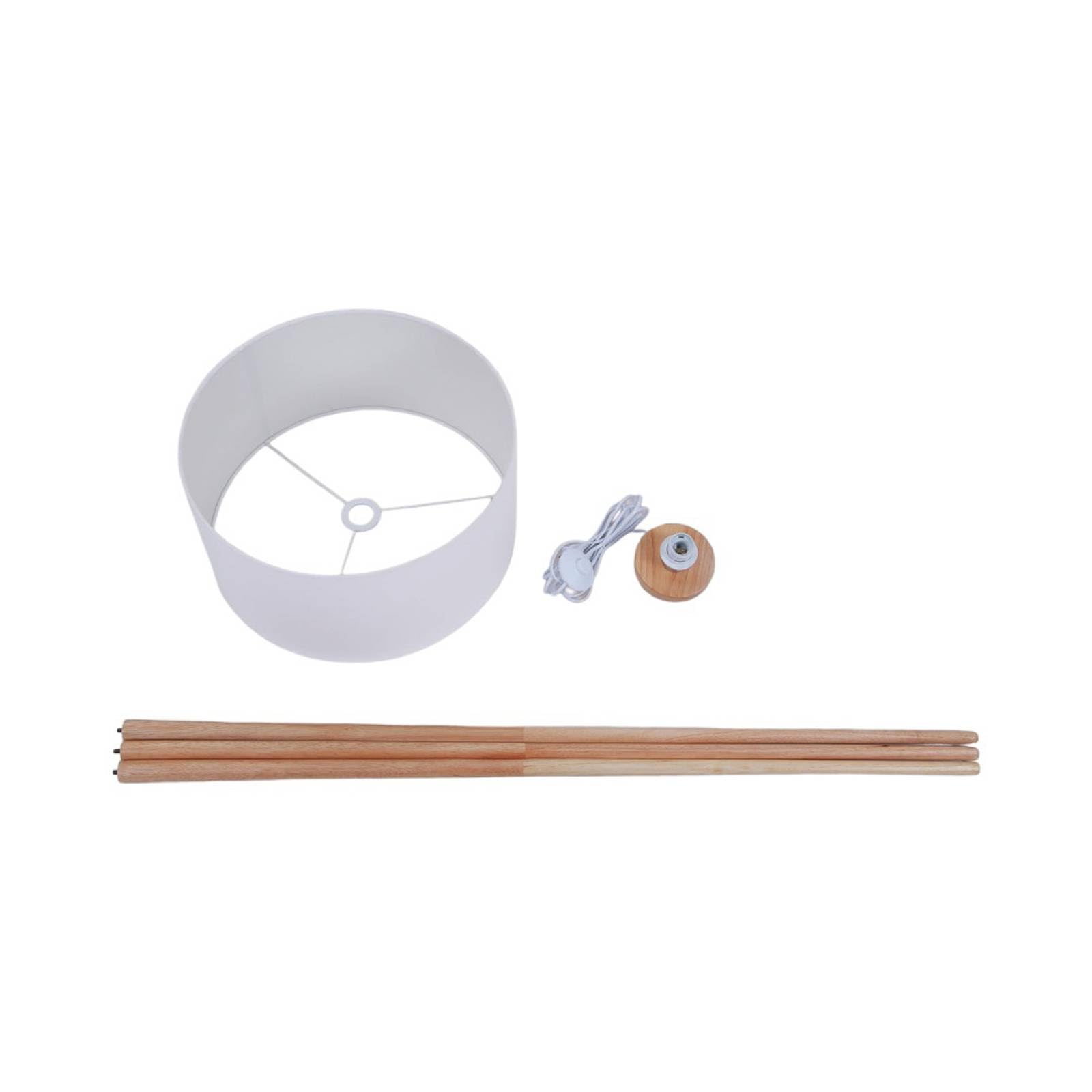 Lindby Stehlampe Dreibein Stoff weiß, Holz hell mit Fußschalter Tripod Textil Stehleuchte Wohnzimmer Wohnzimmerlampe 1x E27 max. 60W ohne Leuchtmittel