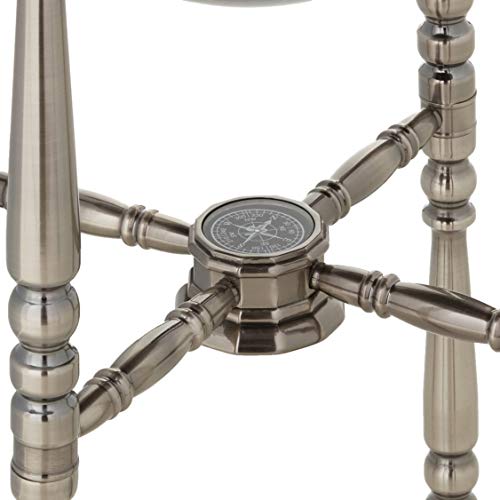 Unique Art 36-Inch By 13-Inch Floor Standing Black Onyx Ocean Gemstone World Globe With Silver 4-Leg Stand #TOP2