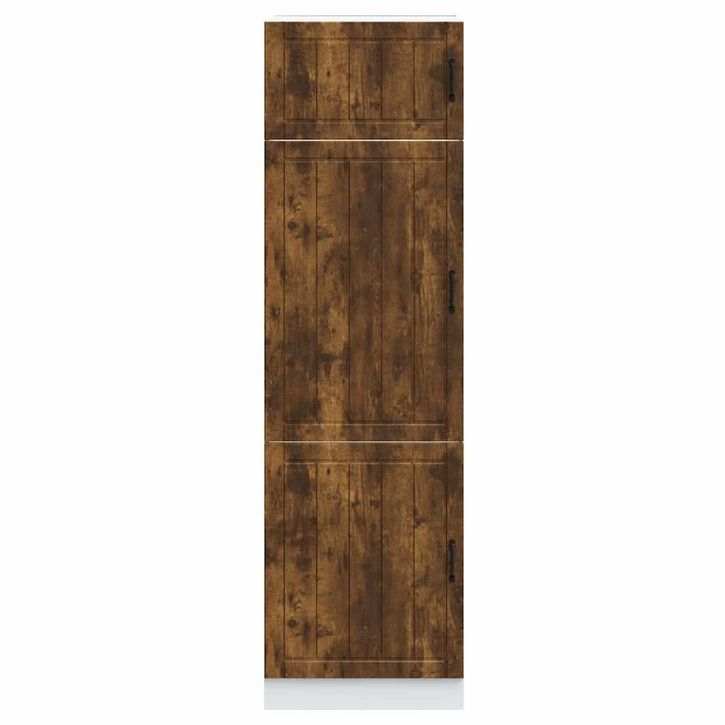 Lucca - Mobile da cucina in legno di rovere affumicato, con molto spazio, piedini regolabili, autoportante, 60 x 57 x 207 cm, ideale come mobiletto sottostanza, credenza per cucina e sala da
