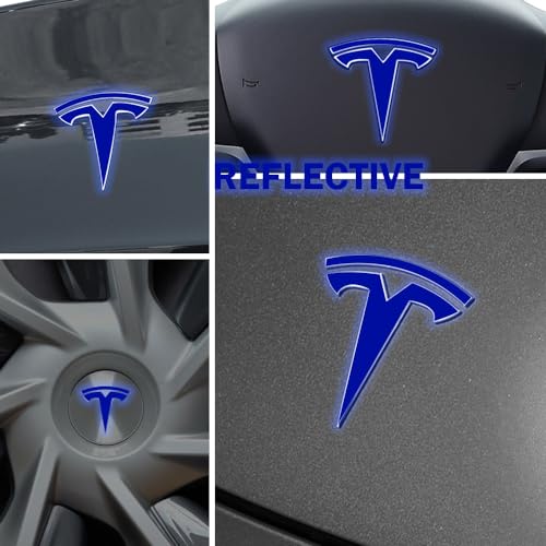 Image of IPG Compatible with Model Y Decal (8 Logo Set) Stickers Set Personalize Your Vehicle (Reflective Series - Blue)