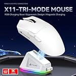 ATTACK SHARK X11 Gaming Mouse mit Magnetic Charging Dock, PixArt PAW3311 Gaming Sensor, BT/2.4G Wireless/Wired Gaming Mouse, 22000 DPI, Office Mice Gamer Mice Mice for Win11/Xbox/PS/Mac (White) – Bild 2