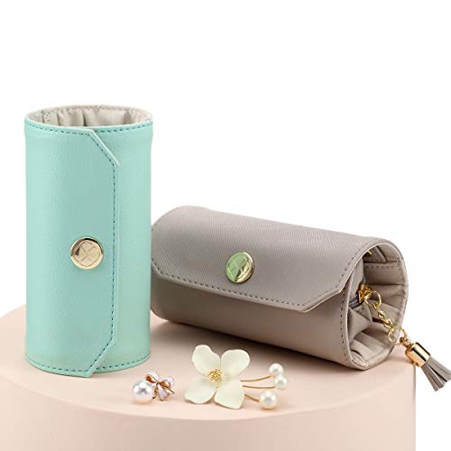 Vlando Rollie Portable Jewelry Roll, Lipstick/Daily Jewelries Storage Soft Case- Grey #TOP4
