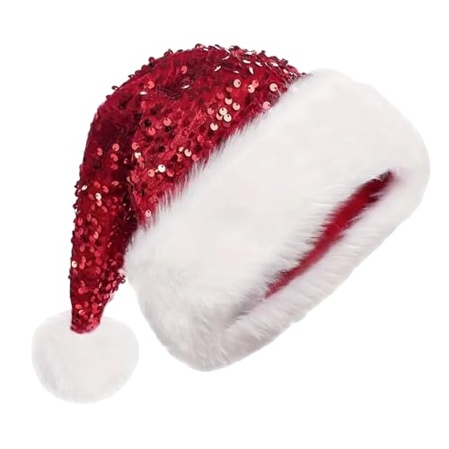 SSKHE 1 berretto natalizio con glitter, cappello di Babbo Natale per adulti e Babbo Natale, per feste di Natale, feste e servizi fotografici