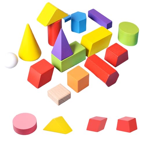 Formes 3D pour l'enseignement géométrique et la manipulation active avec 18 blocs en bois