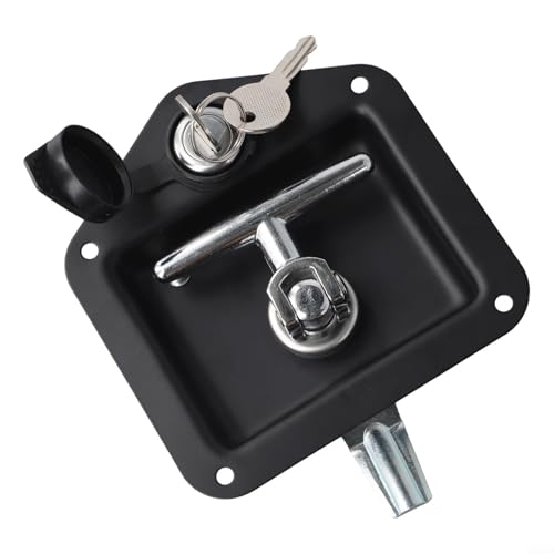 Rear Canopy Lock, Truck Locking T Handles, Rear Fixing Handle Tool Box Garage Door Snugtop Lock Canopy with Keys for Trailer Caravan,Black(Black)