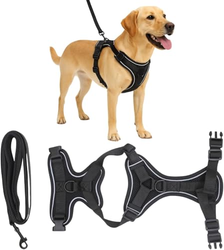 AdoPet Black Chest and Back Cover No-Pull Dog Harness and
