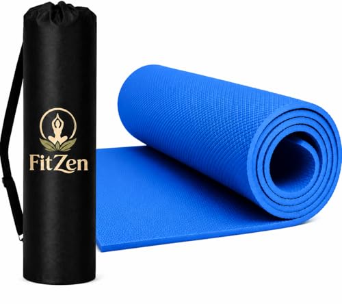 Image of Yoga Mat for Women and Men 4mm with Carry Strap EVA Material Extra Thick Exercise Mat for Workout Yoga Fitness Pilates and Meditation, Anti Tear Anti Slip For Home & Gym Use (Blue)