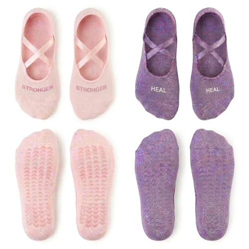 Image of Pilates Socks for Women, Non-Slip Grip Yoga Socks with Grips for Barre, Studio & Home Workouts