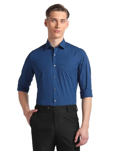 Image of Arrow Micro Check Slim Fit Cotton Formal Shirts for Men - Full Sleeve Shirt for Man