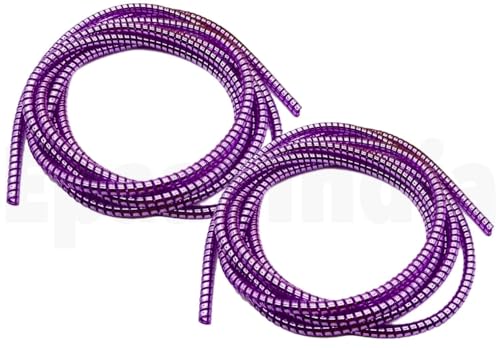 Image of J'TTON Spiral Metallic Color (2 Pcs) 1.2 Meters Each-Full Size Cable Cord Charger Protector Winder for iPhone & Android USB Charging Cables, Earphones, Lightning Cable (Purple)