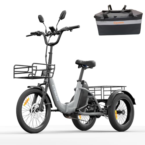 AG1 Pro Elektro-Dreirad für Erwachsene, 16 Zol Faltbar E-Trike, 48V 20Ah Lithium-Batterie, 100 KM, Differenzial, Rückwärtsgang