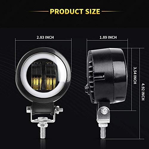 40W LED Auxiliary light 2PCS 3'' Motorcycle LED Fog Driving Running Lights with DRL Angel Eye 6000K White Spot Lighting Off-road Vehicle Marine Work Light, 2 Years Warranty (2PCS,Blue Halo) - Thumbnail 3