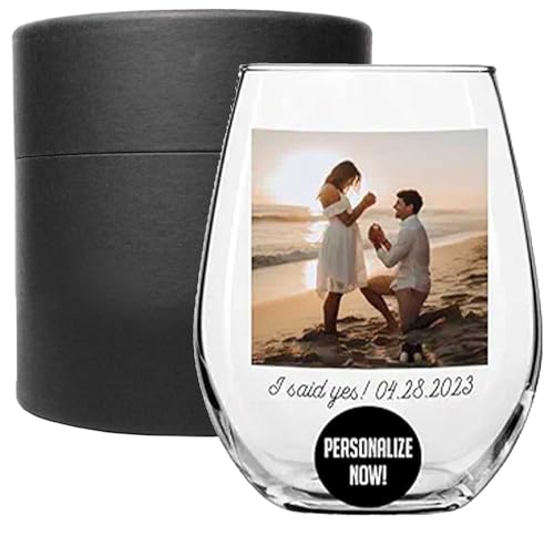 Spotted Dog Company Personalized 17oz Photo Picture Print Stemless Wine