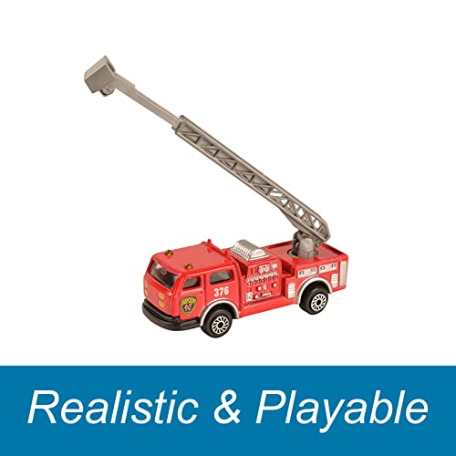 Bohs Fire Emergency Race And Rescue Vehicles - Mini Die-Cast Metal Miniature Model - Aerial Ladder Firetruck, Rescue Helicopter, Water Tank Fire Engine,Patrol Car,Commander Center (Pack Of 5) #TOP5