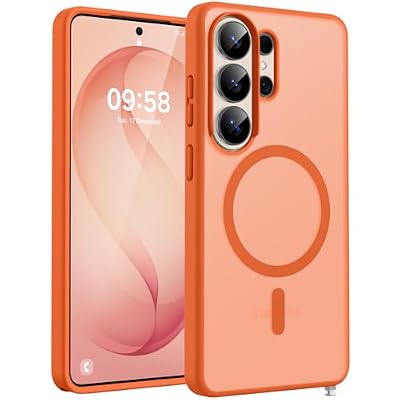 TOCOL for Samsung Galaxy S26 Ultra Case, Built-in Magnetic Ring, Drop Protection, Slim Translucent Matte Phone Case for Galaxy S26 Ultra 6.9 inch (Orange)