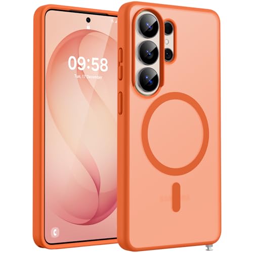 Image of TOCOL for Samsung Galaxy S26 Ultra Case, Compatible with Magsafe, Built-in Magnets, Drop Protection, Slim Translucent Matte for S26 Ultra Phone Case 6.9 inch (Orange)
