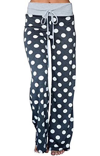 Image of AMiERY Women's Comfy Casual Pajama Pants Floral Print Drawstring Palazzo Lounge Pants Wide Leg