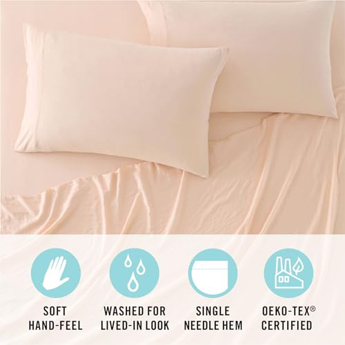 Image of Martha Stewart - Microfiber Sheets Set - Soft, Smooth, Durable, Easy Care | Bedding Sheets, Peachy Keen