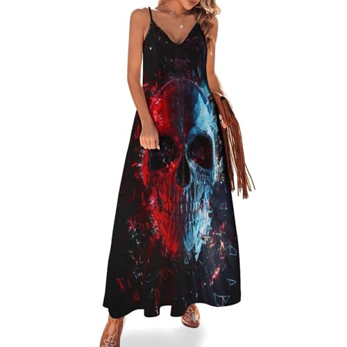 Robe longue d'été crâne rouge ample et légère pour masquer les complexes avec style
