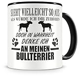Samunshi® Ich denke an meinen Bullterrier Hunde Tasse Kaffeetasse Teetasse Kaffeepott Kaffeebecher Becher