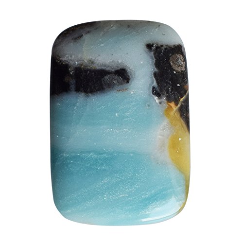 Agate aqua rectangulaire de 47x32mm, gemme naturelle d'exception pour joailliers
