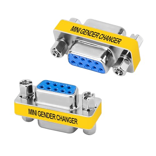 Lamroyce 9-Pin DB9 Coupler 2 Pack 9-Pin DB9 Female to Female Adapter Connector Mini Gender Changer Extender Support 1080P Full HD-RS232 Serial Cable Coupler for Data Transfer