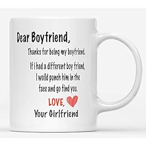 Gifts For Boyfriend – Thank You For Being My BF Coffee Mug – Funny Cute Unique Cup For Couples, Partner, Him, Men – Valentine’s Day, Birthday, Anniversary, Christmas Joke Gag Gift