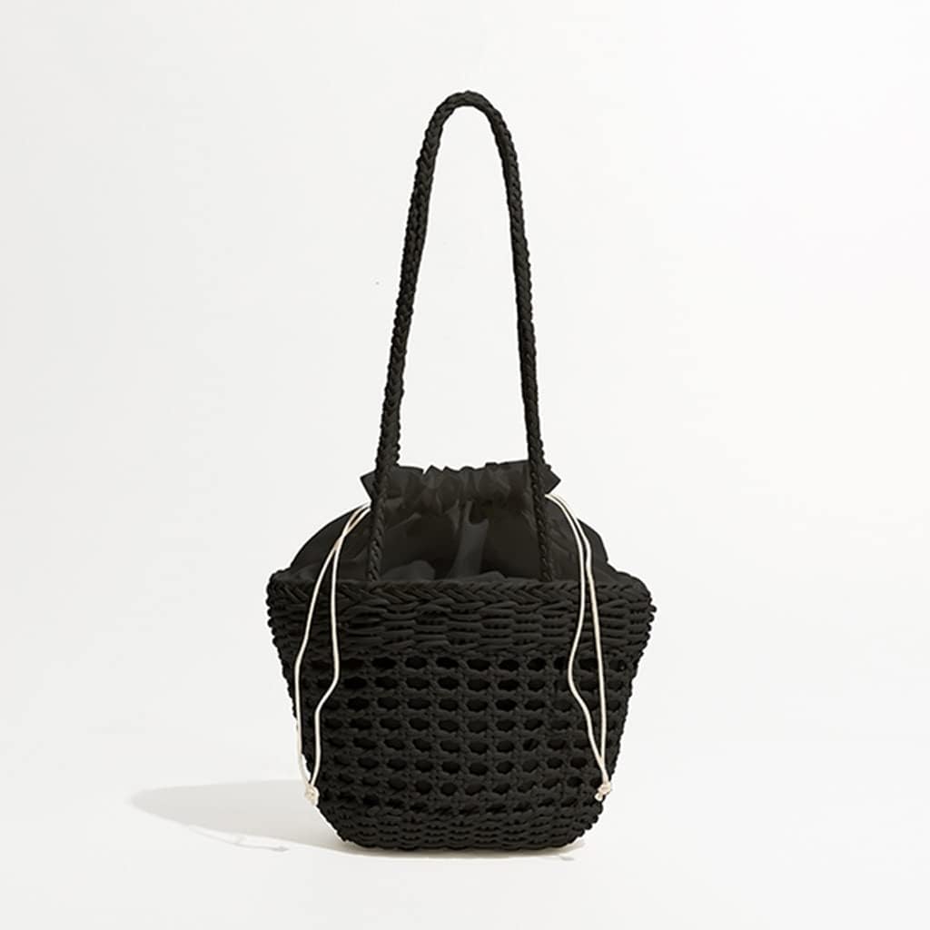 Plaited Hollow Shoulder Bags for Women Beach Casual Bucket Top Handle Handbags Female(C)