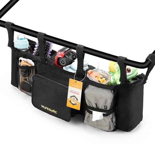 MLFEsyRC Double Stroller Organizer for Bob Duallie and Baby Jogger City Mini GT2, Double Baby Stroller Accessories with 2 Cooler Pockets, Parent Console Double Jogging Stroller Organizer(Empty Bag)
