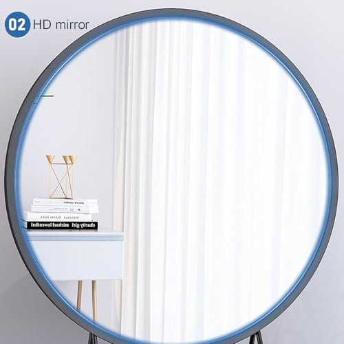 Espejo de maquillaje blanco redondo de mesa de 40 cm con soporte de escritorio portátil 4