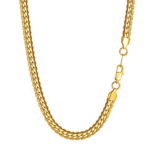 PROSTEEL Chaîne de Cou Homme Collier Maille Anglaise en Acier Plaqué Or Fashion Bijoux pour Garçon 6,5mm de Large (Doré; 22'/55cm)