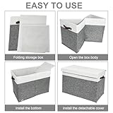VERONLY Toy Box Storage with Lids Collapsible Toy Chest Bin Container Organizer for boy girls with Leather Handles for Nursery,Playroom,Bedroom,(Grey&White - Image 8