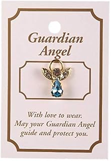 My Guardian Angel Lapel Brooch. Blue Crystal Angel Brooch. Supplied on a card.