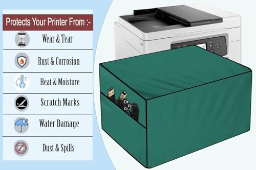 Image of The Furnishing Tree Polyester Waterproof & Dustproof Printer Cover - Compatible with Auto Duplex Laser Brother DCP-L2541DW Printers, Green , Dimensions in DxWxH - ( 40x42x32 CM)