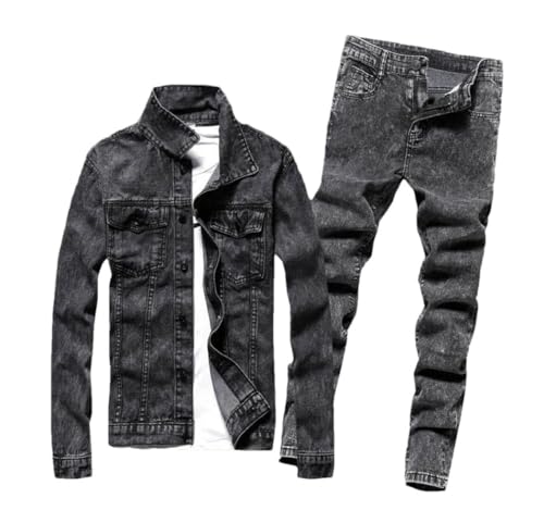 Ensemble de jeans d'hiver homme chaud coupe ajustée contre le froid
