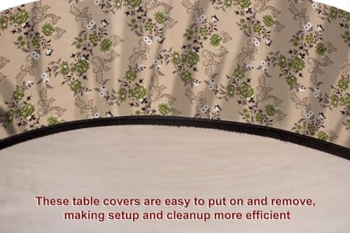 Image of The Furnishing Tree Elastic Oval Dining Table Cover WxL 36x48 in Inches Polyester Floral Pattern Beige