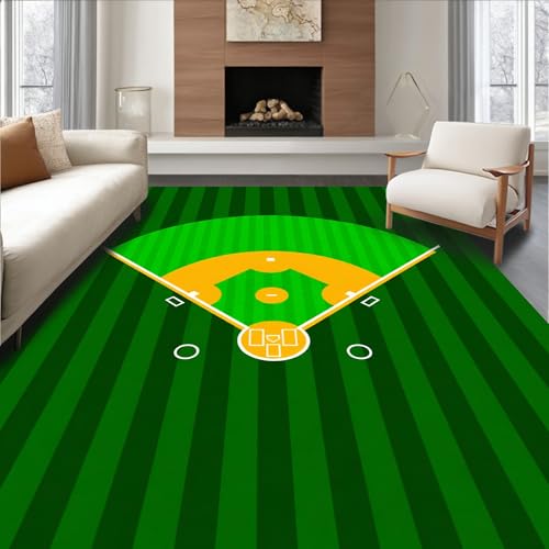 ODIKA 2x3 Soft Area Rug Baseball Diamond Grass Stripes