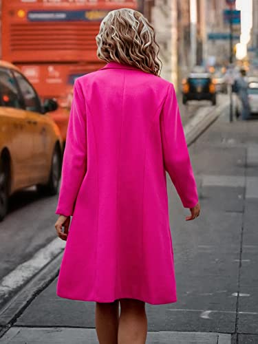 Women's Coats Women's Winter Coats Lapel Neck Double Breasted Overcoat Warmth Special Autumn and Winter Fashion Novel (Color : Hot Pink, Size : X-Small)2