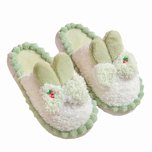 HANDKEI Women's Slippers Cute Rabbit Winter Anti slip Home Slippers Warm Plush Non slip Indoor and Outdoor Shoes