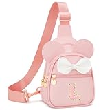 CLOUDWINGS Sling bag for Girls Kids - Initial Sling Bag Crossbody Bag for Girl Kids Girls Purse Fanny Pack for Girl Birthday Gifts for 3 4 5 6 7 8 Years Old (Pink L)