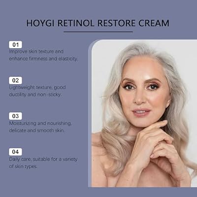 Retinol Restore Cream, Day& Night Moisturizer Face Cream with Retinol, Collagen, Hyaluronic Acid, Reducing Fine Lines, Improving Skin Tone & Deeply Hydrating for All Skin Type, 1.76 Oz