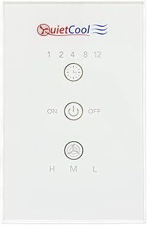 QuietCool Whole House Fan Wireless Switch - No Hard Wiring Required - Three Speed Capable - 1/2/4/8/12 Hour Countdown Timer - up to 100ft Range - Batteries Included (IT-RFGLSSWITCH-01)