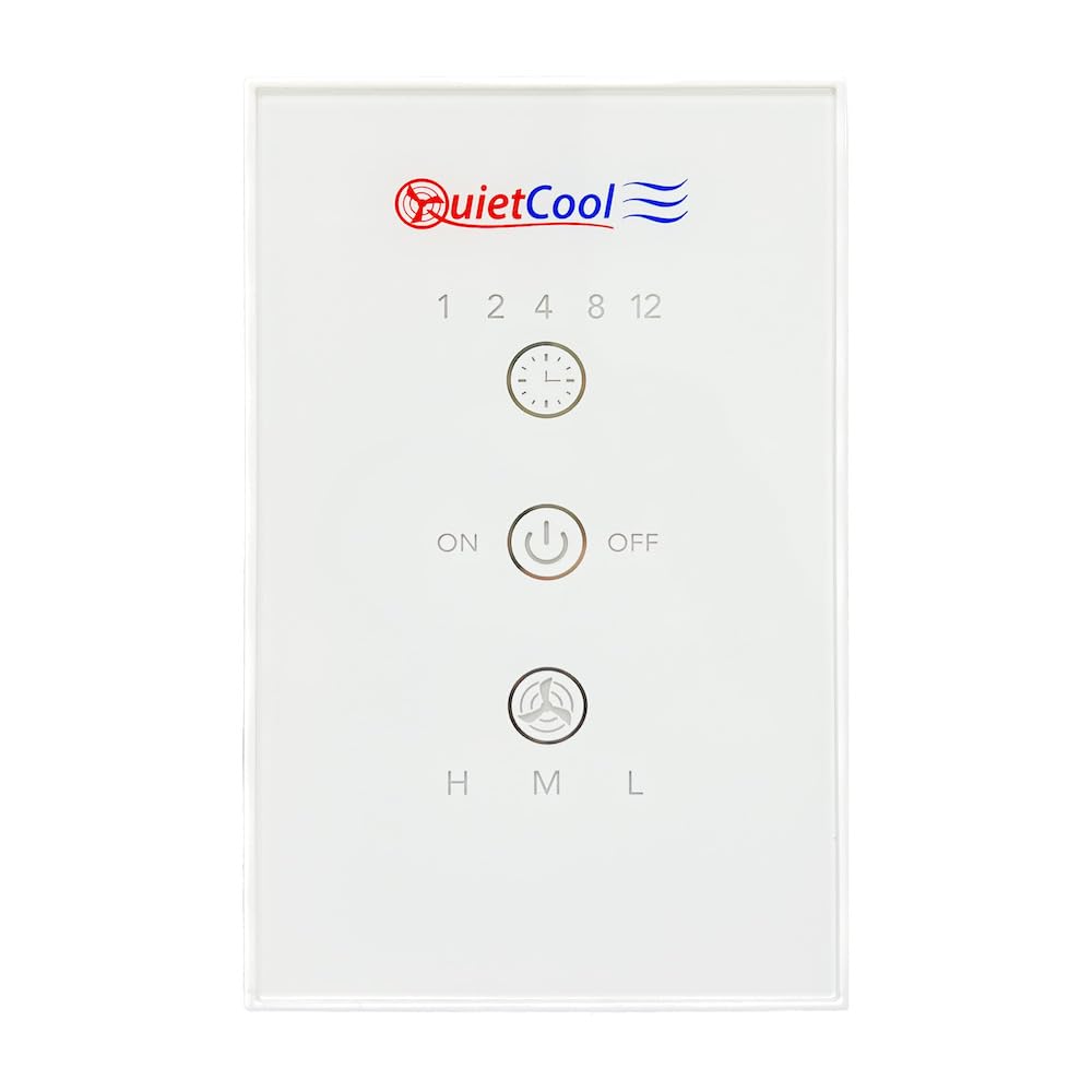 QuietCool Whole House Fan Wireless Switch - No Hard Wiring Required - Three Speed Capable - 1/2/4/8/12 Hour Countdown Timer - up to 100ft Range - Batteries Included (IT-RFGLSSWITCH-01)