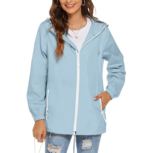 Hooded Waterproof Raincoat for Women Winter Fall Long Sleeve Lightweight Jacket Hood Outfits Rain Coats Women 20253