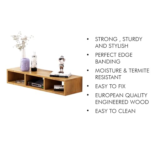 Image of TV Unit for Living Room 30 to 52 Inch, Engineered Wood TV Unit Wall Mounted Entertainment Unit Set Top Box Stand with Storage Shelves for Books & Decor Unit for Bedroom (Giant Wood)