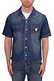 Chemises en jean pour homme GUESS - Chemise Homme en Denim à chevrons, bleu, L