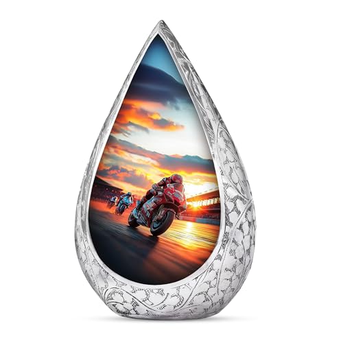 Image of Motorcycle Urn for Ashes - Memorial Sunset Biker Urns for Ashes - Cremation Urn for Human Adult Female & Male - Funeral Little Burial Urns for Cremains 3 Inch